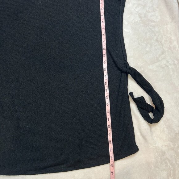 Black H&M Cap Sleeve Shirt Knit Sweater Women With Side Ties - Picture 6 of 8